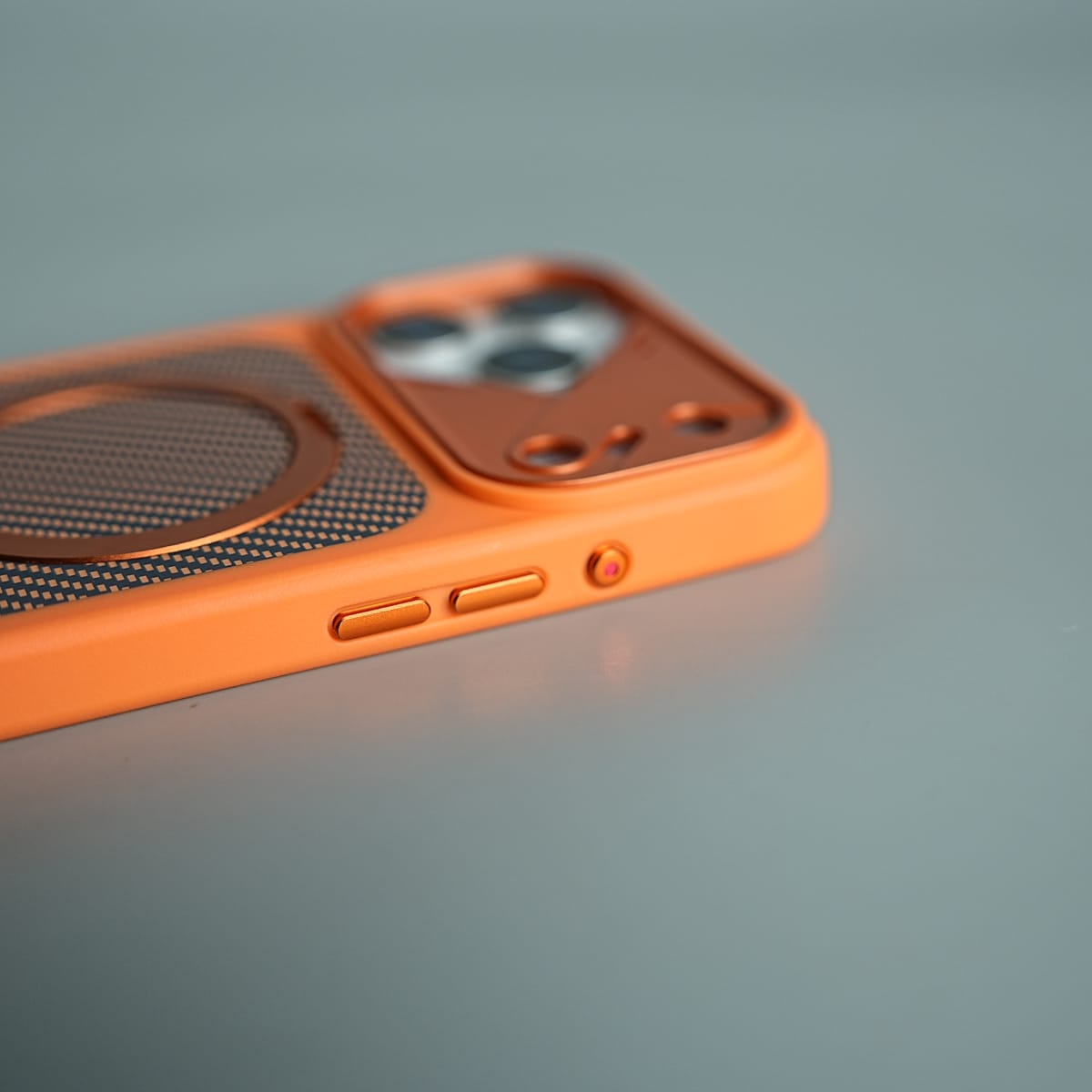 iPhone 17 Series Carbon Fiber Texture Ring Stand Protective Case Cover