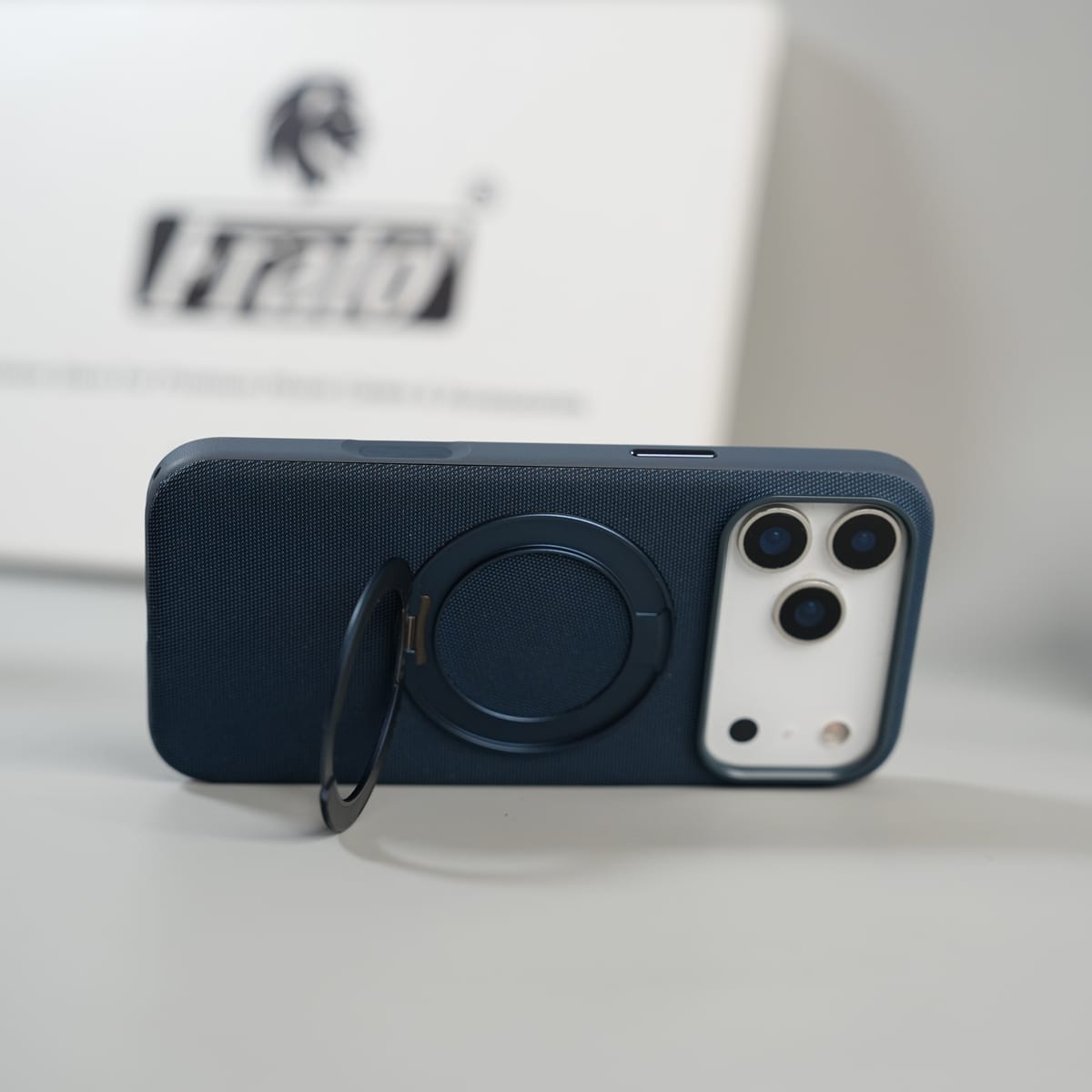 iPhone 17 Series Dotted Rotating Metal Stand Case