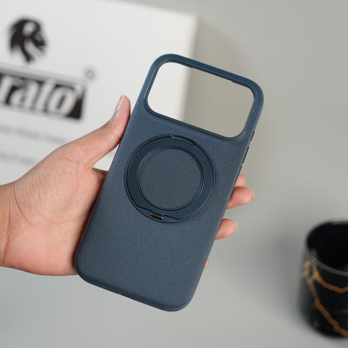 iPhone 17 Series Dotted Rotating Metal Stand Case