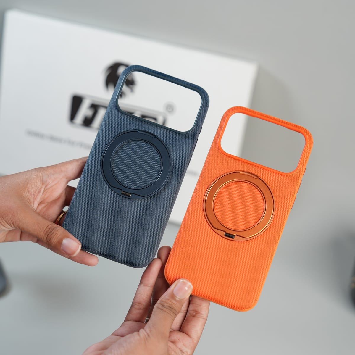 iPhone 17 Series Dotted Rotating Metal Stand Case