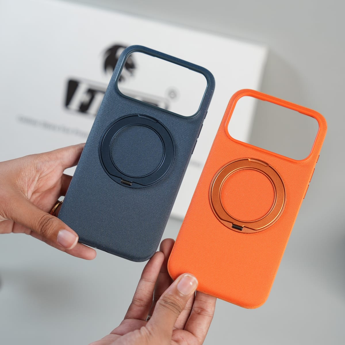 iPhone 17 Series Dotted Rotating Metal Stand Case