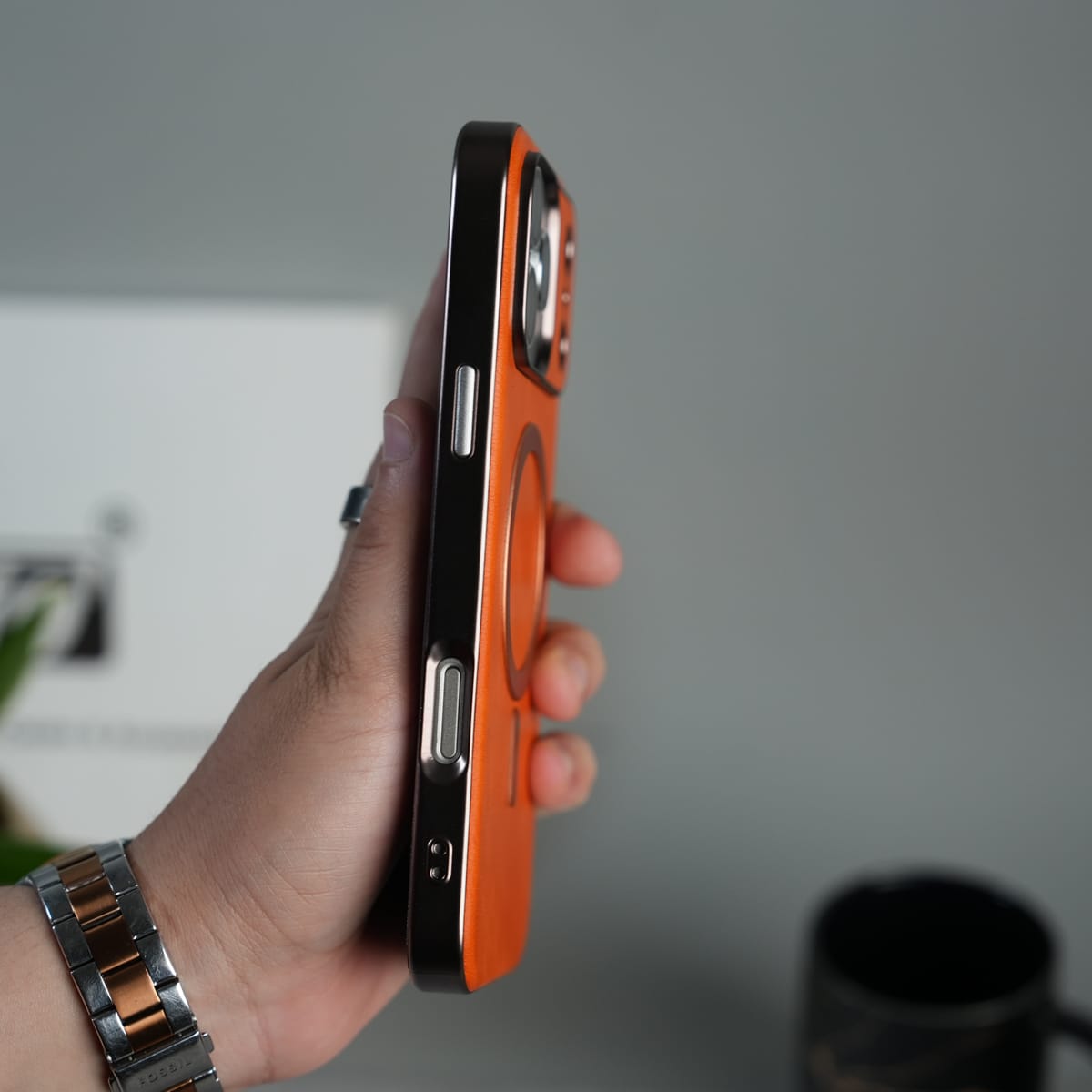 iPhone 17 Series Elegant Leather Finish Case Cover | Orange