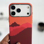 iPhone 17 Series Fiber Texture Case | Ultra Slim Hard Back Cover | Red Hill