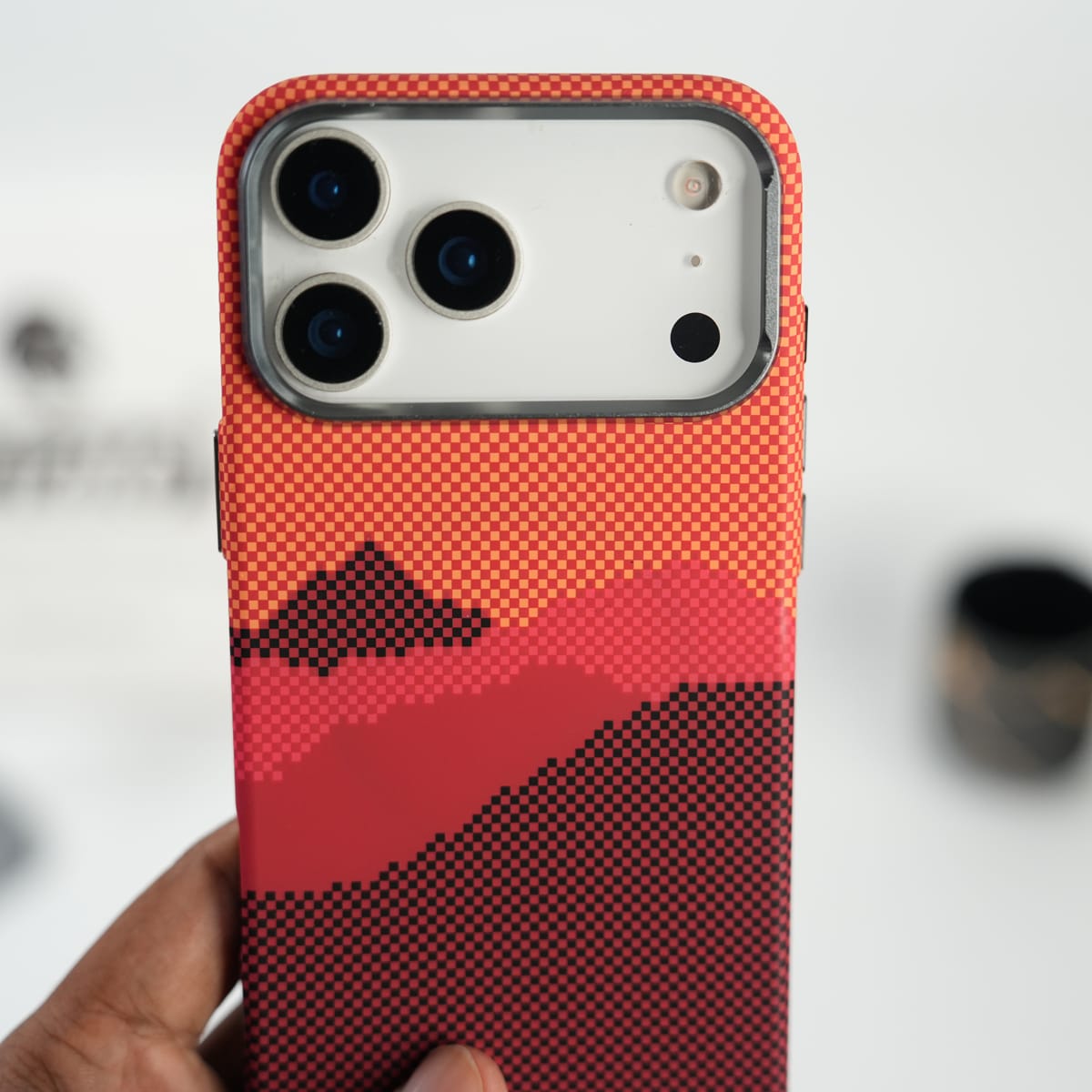 iPhone 17 Series Fiber Texture Case | Ultra Slim Hard Back Cover | Red Hill