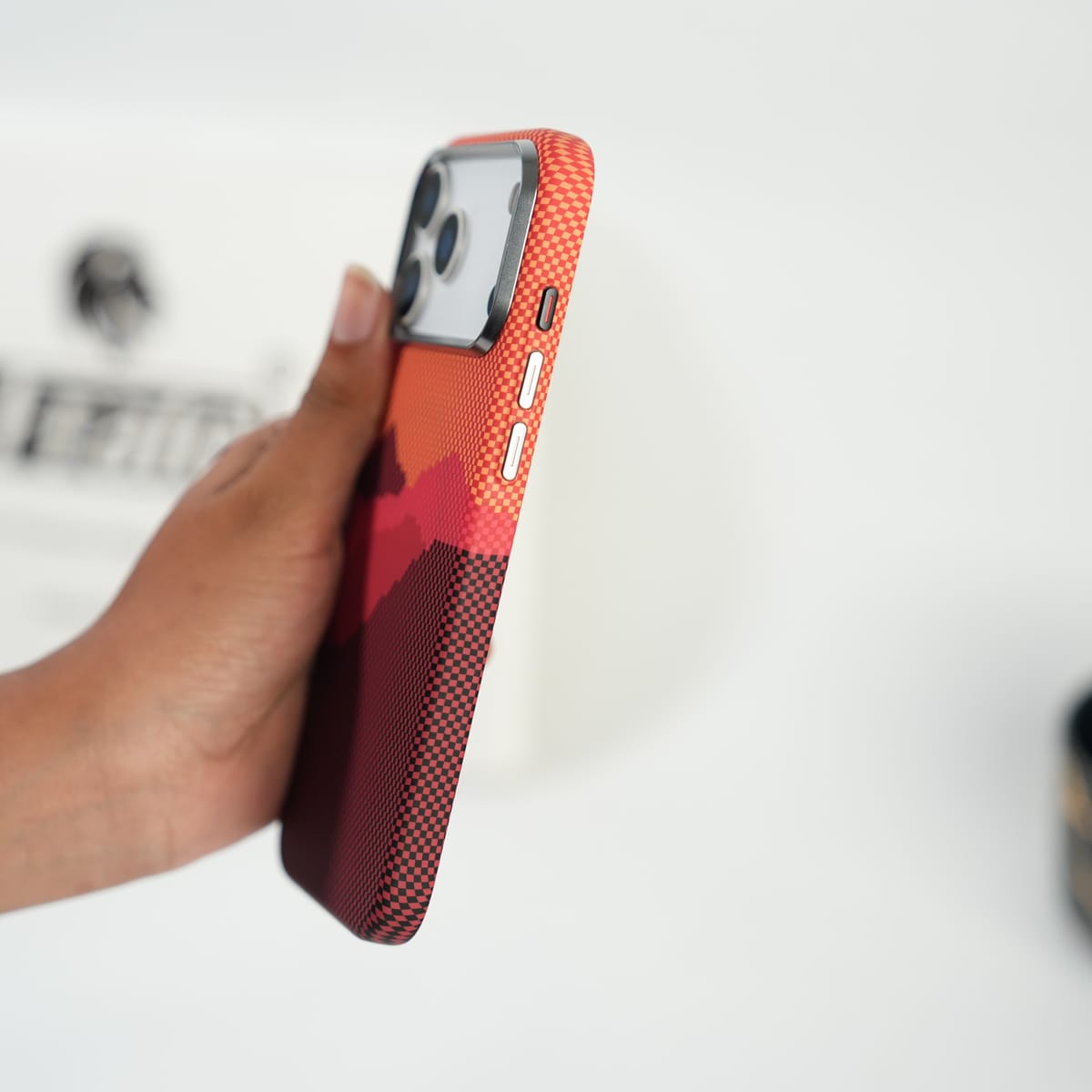 iPhone 17 Series Fiber Texture Case | Ultra Slim Hard Back Cover | Red Hill