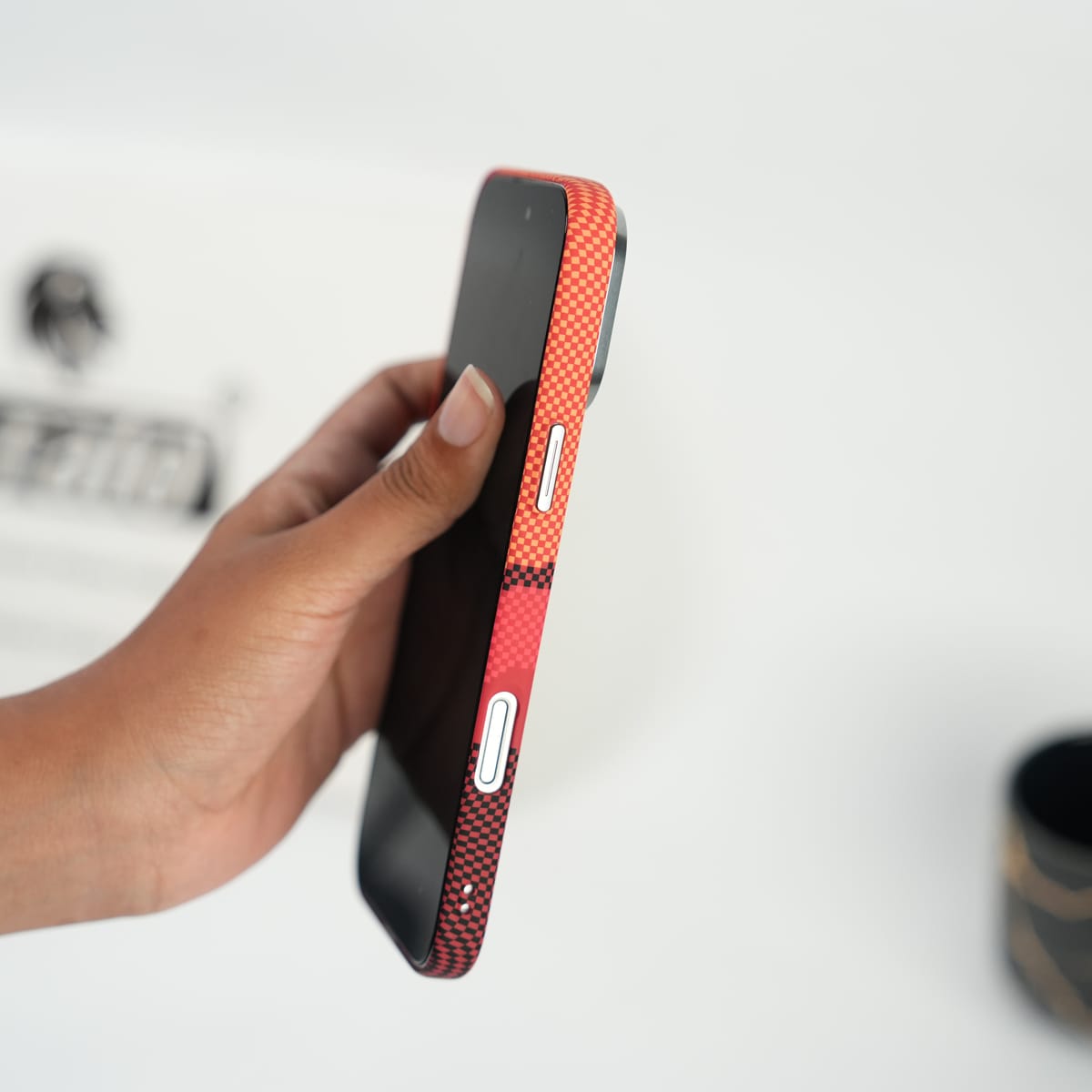 iPhone 17 Series Fiber Texture Case | Ultra Slim Hard Back Cover | Red Hill
