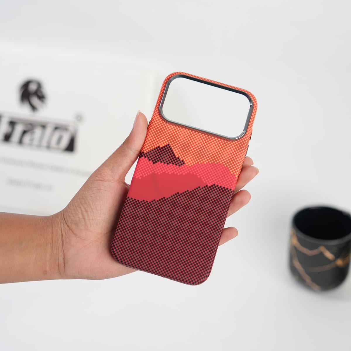 iPhone 17 Series Fiber Texture Case | Ultra Slim Hard Back Cover | Red Hill