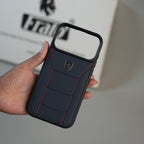 iPhone 17 Series FR Stitched PU Leather Case Cover (Blue)
