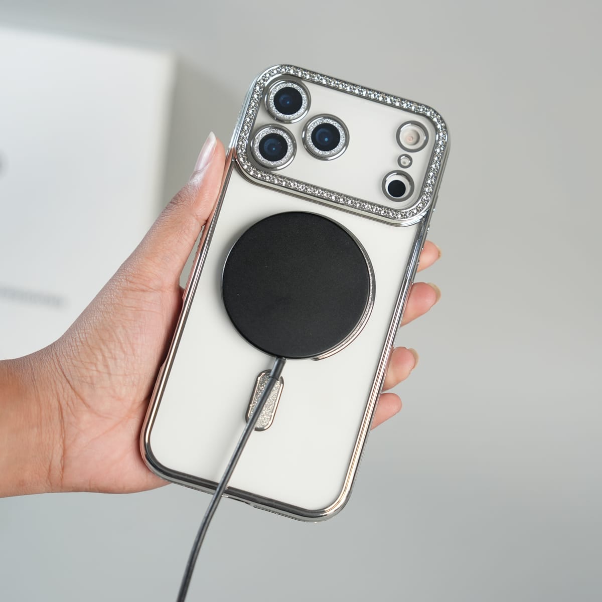 iPhone 17 Series Luxury Crystal MagSafe Case with Rhinestone Camera Frame