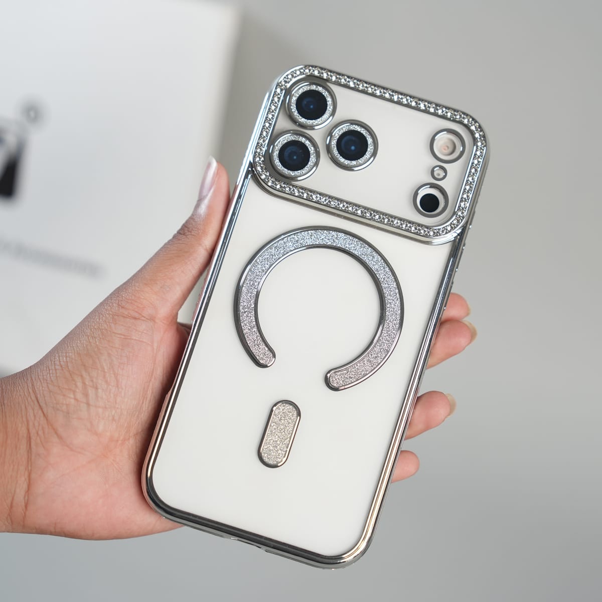 iPhone 17 Series Luxury Crystal MagSafe Case with Rhinestone Camera Frame