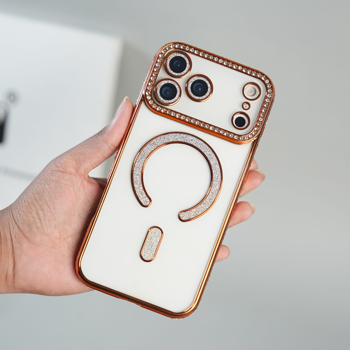 iPhone 17 Series Luxury Crystal MagSafe Case with Rhinestone Camera Frame