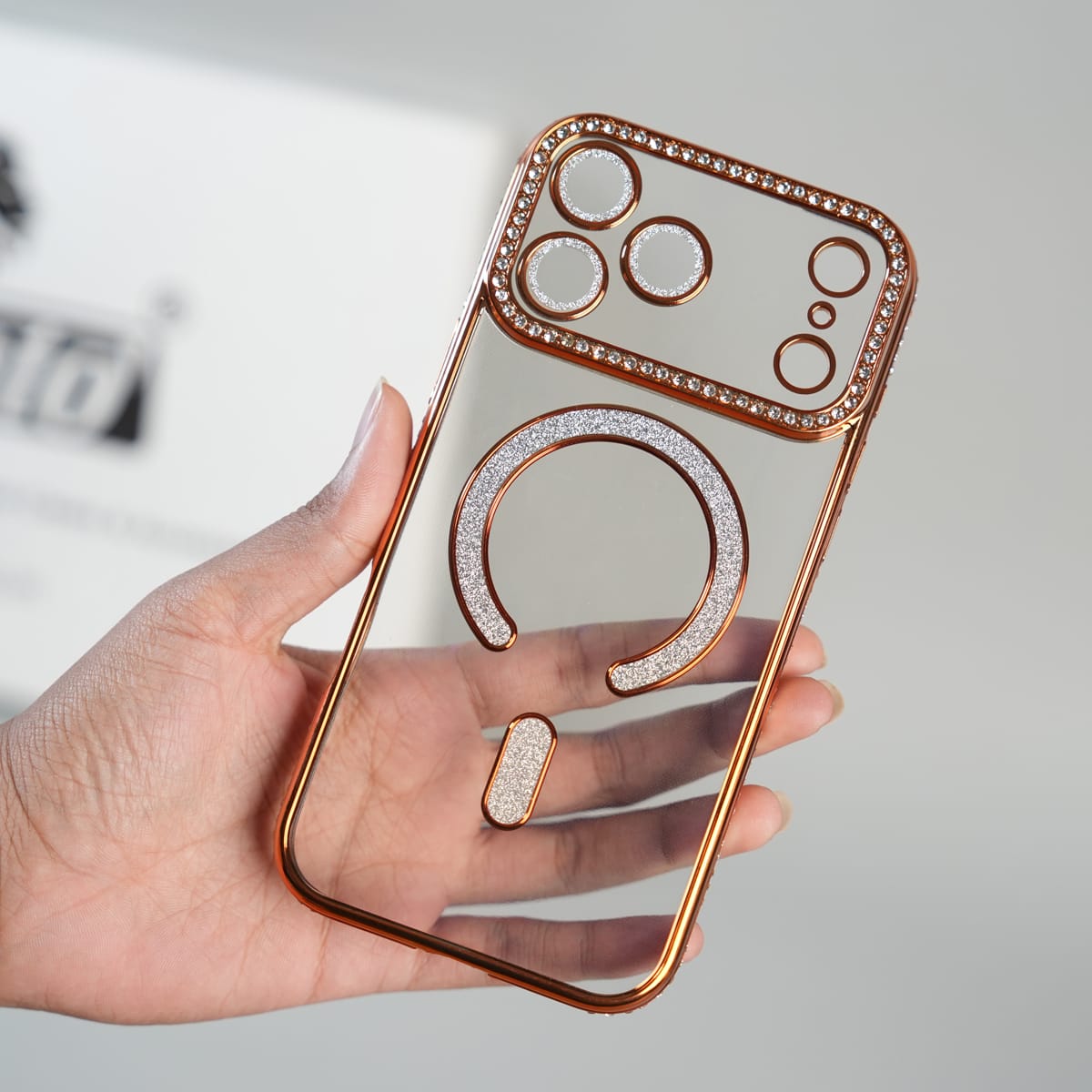 iPhone 17 Series Luxury Crystal MagSafe Case with Rhinestone Camera Frame