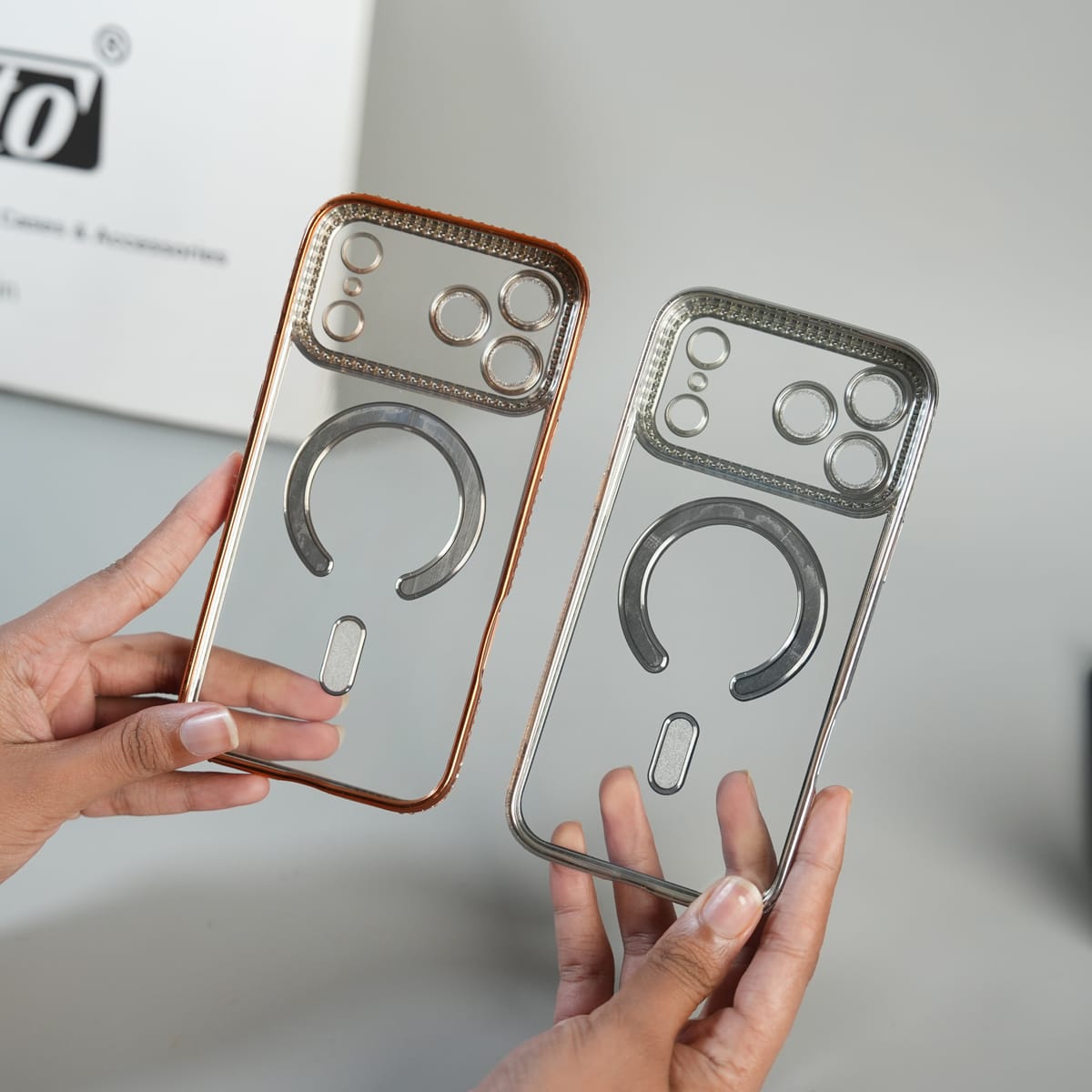 iPhone 17 Series Luxury Crystal MagSafe Case with Rhinestone Camera Frame