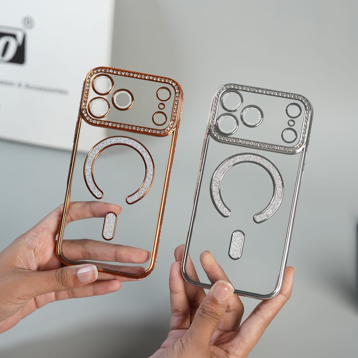iPhone 17 Series Luxury Crystal MagSafe Case with Rhinestone Camera Frame