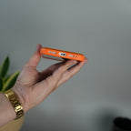 iPhone 17 Series Magnetic Ring Stand Case | Frosted Shockproof Back Cover with Metal Kickstand | Orange