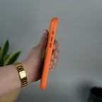iPhone 17 Series Magnetic Ring Stand Case | Frosted Shockproof Back Cover with Metal Kickstand | Orange