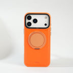 iPhone 17 Series MagSafe PU Leather Ring Stand Case | 360° Rotating Metal Kickstand