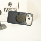 iPhone 17 Series MagSafe PU Leather Ring Stand Case | 360° Rotating Metal Kickstand