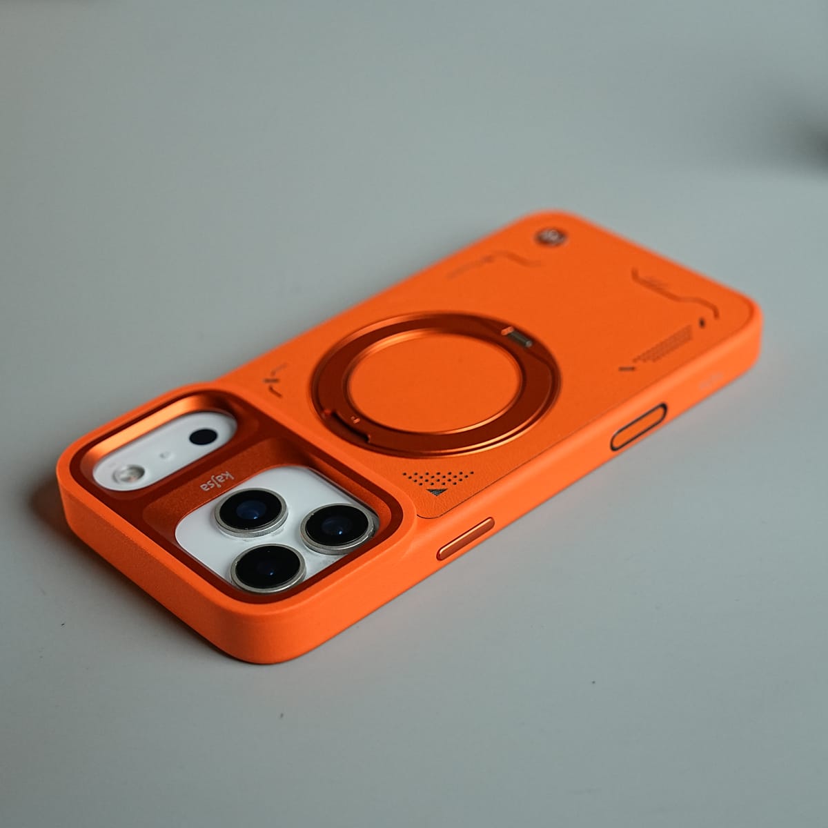 iPhone 17 Series Matrix Leather Pattern Case | Premium Luxury Back Cover with Ring Stand