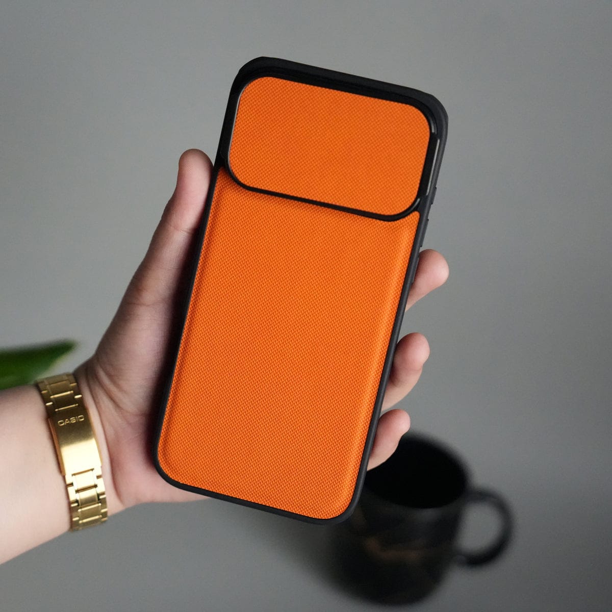 iPhone 17 Series Metal Camera Cap Stand Case Cover | ORANGE