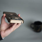 iPhone 17 Series Metallic Wood Leather AeroFLex Aluminium Case With Rotating Stand