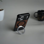 iPhone 17 Series Metallic Wood Leather AeroFLex Aluminium Case With Rotating Stand