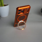 iPhone 17 Series Metallic Wood Leather AeroFLex Aluminium Case With Rotating Stand