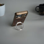 iPhone 17 Series Metallic Wood Leather AeroFLex Aluminium Case With Rotating Stand
