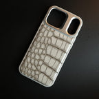 iPhone 17 Series Premium Croc Texture PU Leather MagSafe Case with Metal Camera Frame