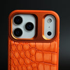 iPhone 17 Series Premium Croc Texture PU Leather MagSafe Case with Metal Camera Frame