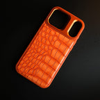 iPhone 17 Series Premium Croc Texture PU Leather MagSafe Case with Metal Camera Frame
