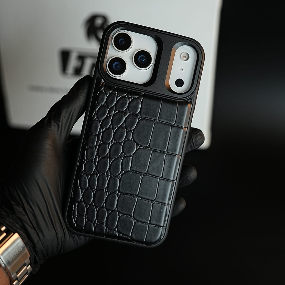 iPhone 17 Series Premium Croc Texture PU Leather MagSafe Case with Metal Camera Frame
