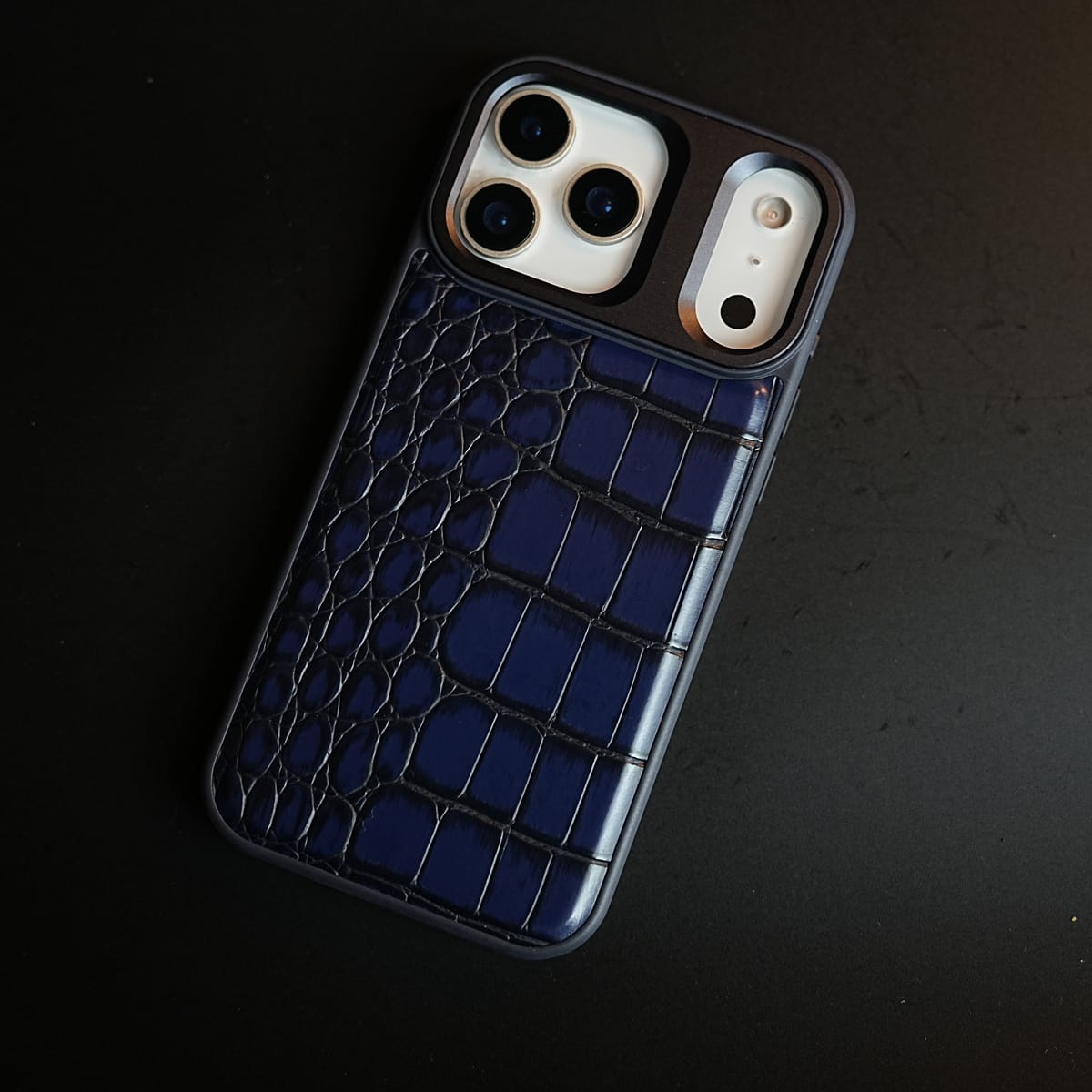 iPhone 17 Series Premium Croc Texture PU Leather MagSafe Case with Metal Camera Frame