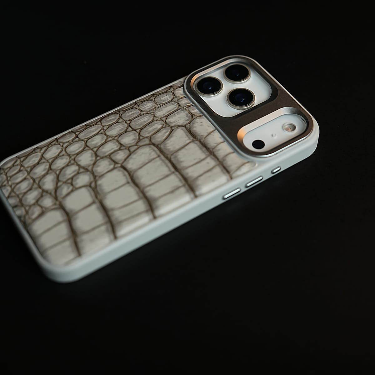 iPhone 17 Series Premium Croc Texture PU Leather MagSafe Case with Metal Camera Frame