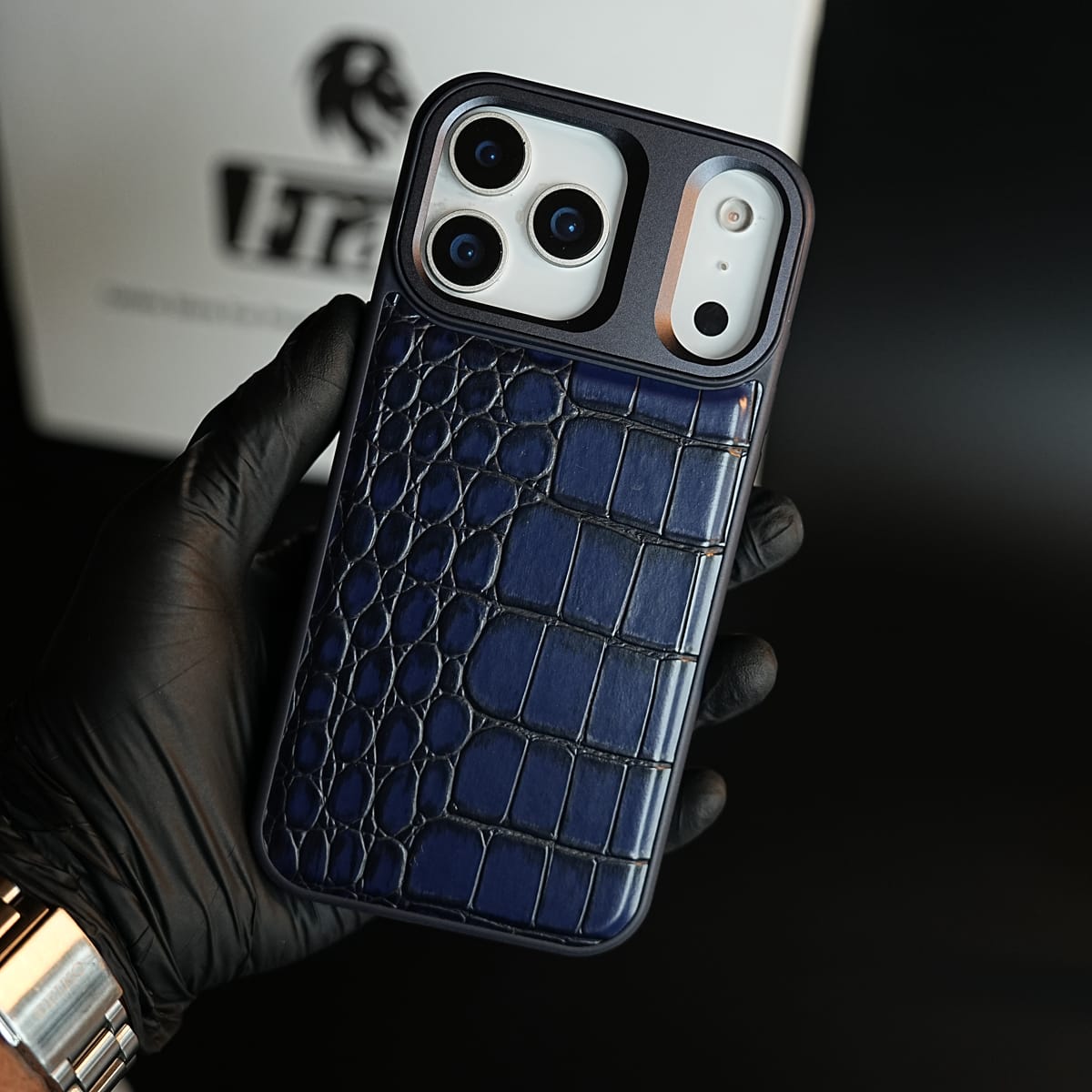 iPhone 17 Series Premium Croc Texture PU Leather MagSafe Case with Metal Camera Frame