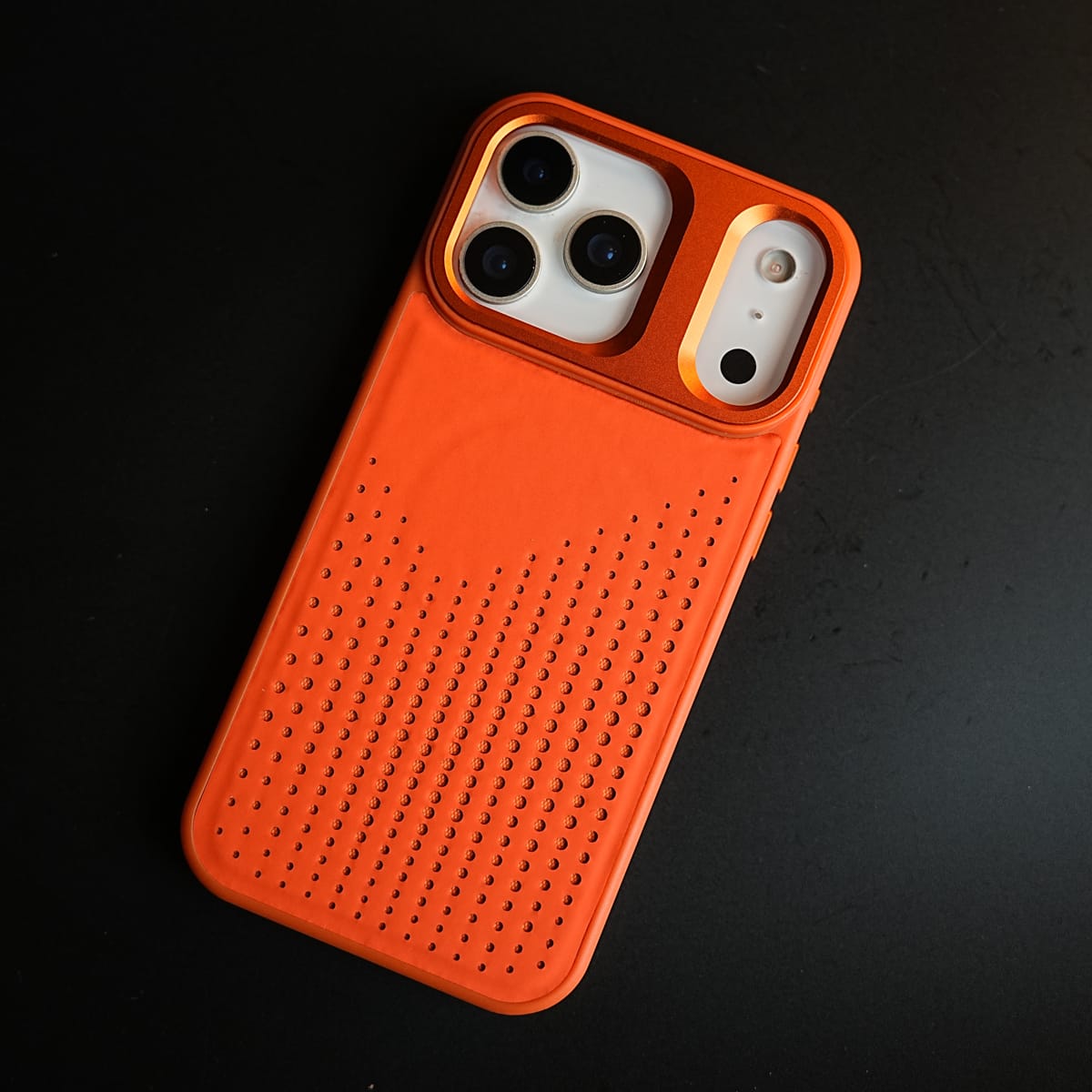 iPhone 17 Series Premium Dot Design PU Leather MagSafe Case with Metal Camera Frame