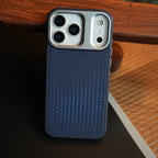 iPhone 17 Series Premium Dot Design PU Leather MagSafe Case with Metal Camera Frame
