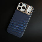 iPhone 17 Series Premium Dot Design PU Leather MagSafe Case with Metal Camera Frame