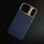 iPhone 17 Series Premium Dot Design PU Leather MagSafe Case with Metal Camera Frame