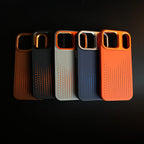 iPhone 17 Series Premium Dot Design PU Leather MagSafe Case with Metal Camera Frame