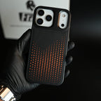 iPhone 17 Series Premium Dot Design PU Leather MagSafe Case with Metal Camera Frame