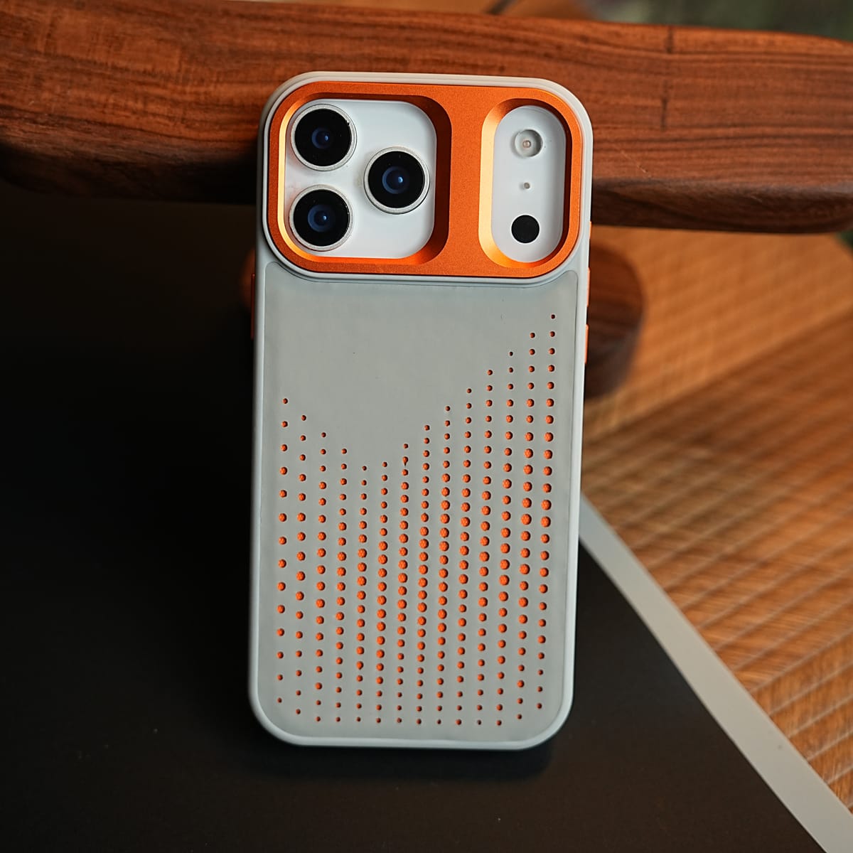 iPhone 17 Series Premium Dot Design PU Leather MagSafe Case with Metal Camera Frame