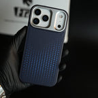 iPhone 17 Series Premium Dot Design PU Leather MagSafe Case with Metal Camera Frame