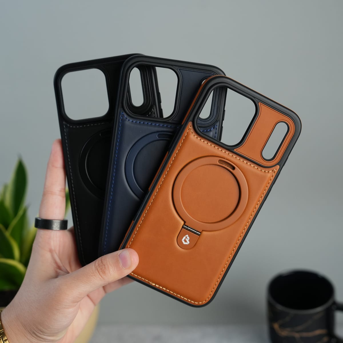 iPhone 17 Series Premium Leather MagSafe Case with Kickstand & Camera Protection | Luxury Slim Cover