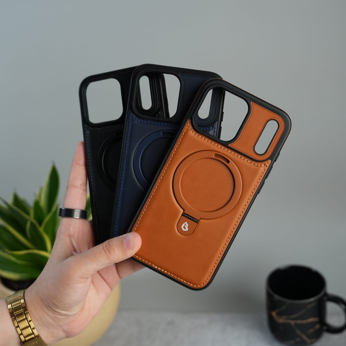 iPhone 17 Series Premium Leather MagSafe Case with Kickstand & Camera Protection | Luxury Slim Cover