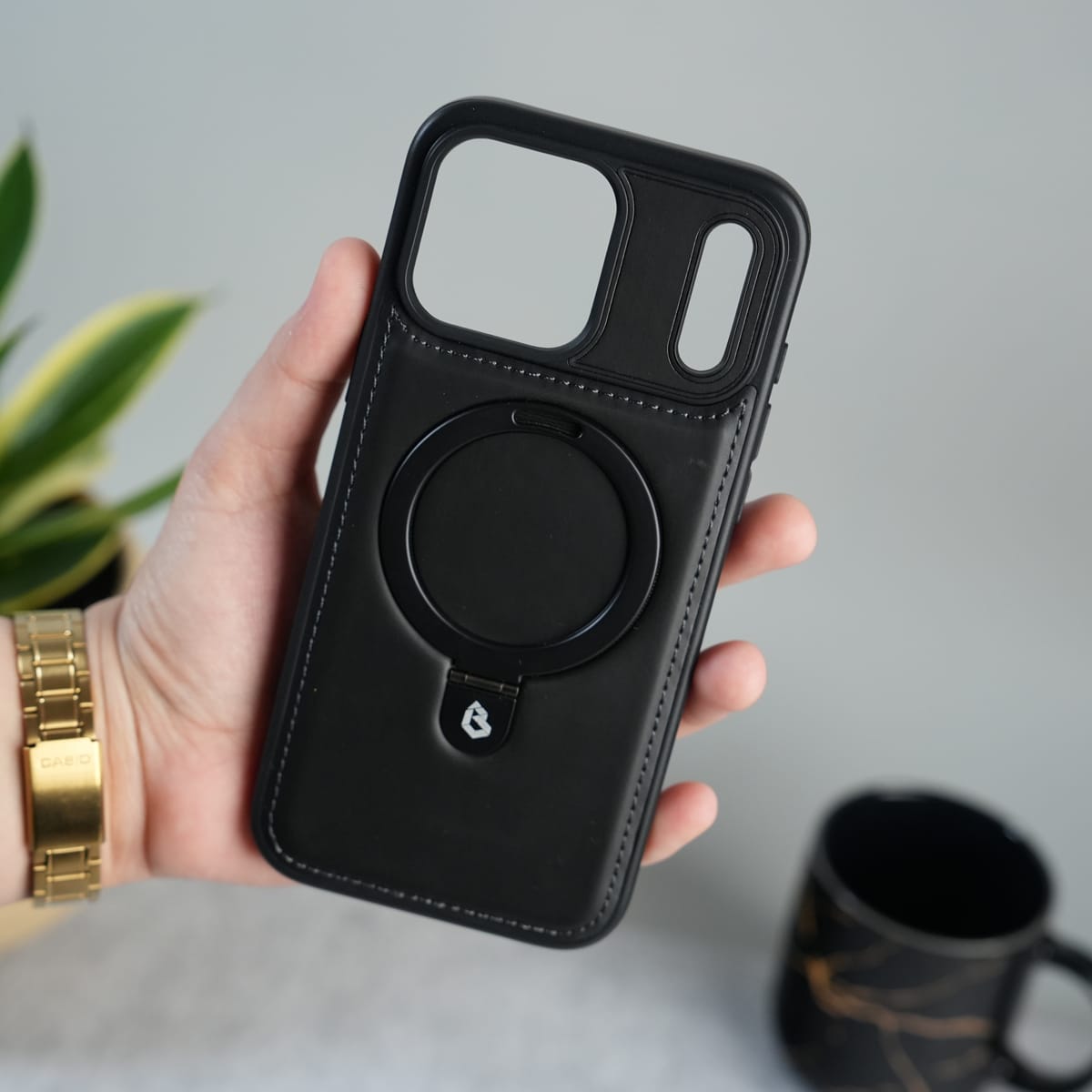 iPhone 17 Series Premium Leather MagSafe Case with Kickstand & Camera Protection | Luxury Slim Cover
