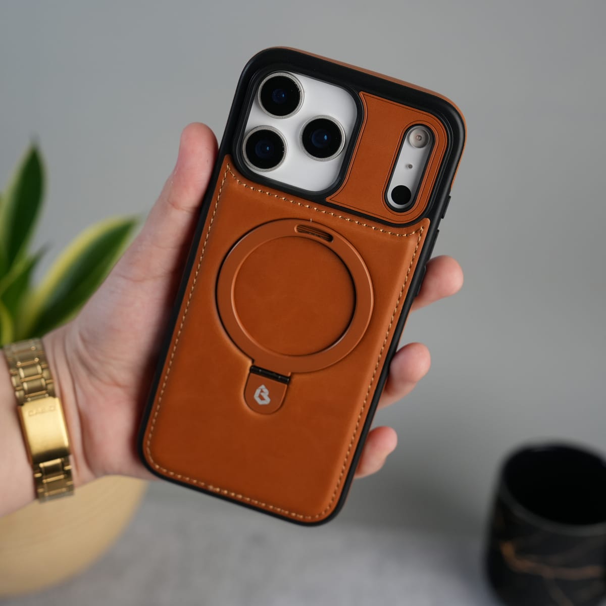 iPhone 17 Series Premium Leather MagSafe Case with Kickstand & Camera Protection | Luxury Slim Cover