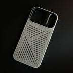 iPhone 17 Series Premium PU Leather Cut Pattern MagSafe Case with Metal Camera Frame