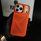 iPhone 17 Series Premium PU Leather Cut Pattern MagSafe Case with Metal Camera Frame