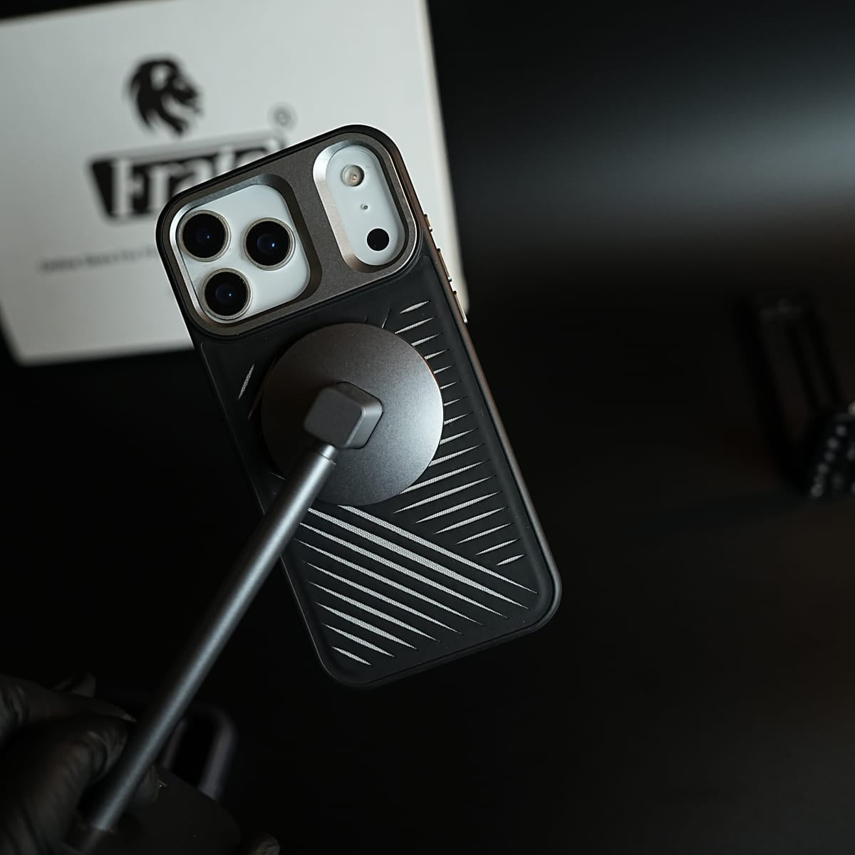 iPhone 17 Series Premium PU Leather Cut Pattern MagSafe Case with Metal Camera Frame